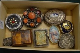 A collection of Eastern white metal and other trinket and pill boxes.