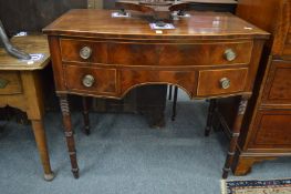 A good 19th century mahogany bow front small sideboard with a single frieze drawer above three