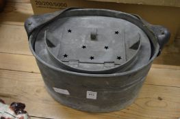 A galvanised fishermans live bait box.