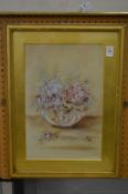 Dace, still life of flowers in a bowl, watercolour, signed.