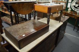 A Victorian mahogany bidet with original transfer printed porcelain liner.