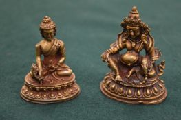 Two miniature Chinese bronze deities.
