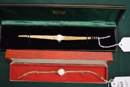 A ladies Certina 9ct gold wristwatch with original box together with a ladies Rotary 9ct gold