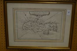 Von Bellin, map of the island of Martinique.