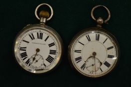 Two silver cased pocket watches.