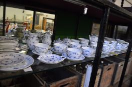 Large quantity of Royal Copenhagen blue and white dinner and tea ware (some damage).