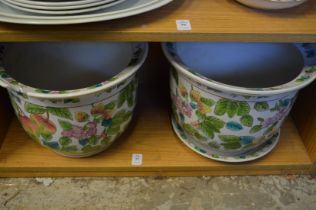 Two Chinese style jardinieres (one chipped).