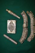 Decorative Eastern metal jewellery, scent bottles etc.