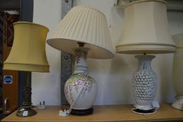 Three table lamps.