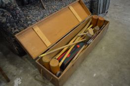 Boxed croquet set.