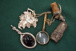 Decanter label and other items.