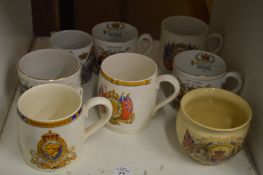 Small collection of Royal Commemorative mugs.