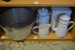 Enamel storage jars and other kitchenalia.