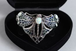 A SILVER AND OPAL PLIQUE ENAMEL BRACELET.