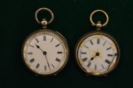 TWO SILVER CASED POCKET WATCHES.