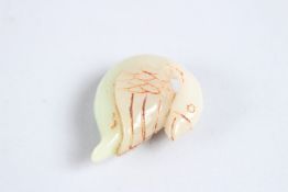 A CARVED JADE DUCK. 1.25ins high.