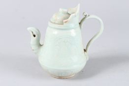 A KOREAN PORCELAIN TEAPOT. 6ins high.