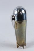 A NOVELTY SILVER PLATE ZEPPELIN COCKTAIL SHAKER.