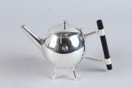 A CHRISTOPHER DRESSER DESIGN SILVER PLATED TEAPOT.