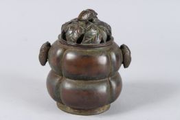 A JAPANESE BRONZE CICADA FLY BRONZE CENSER. 6ins high.