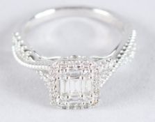 AN 18CT WHITE GOLD FANCY DIAMOND RING.