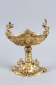 A GILT BRONZE MASTER SALT with cherub handles.