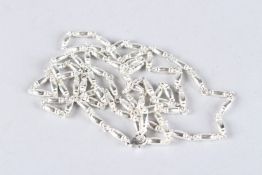 A STERLING SILVER LONG FANCY NECKLACE. 85cms long.