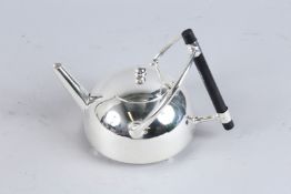 A CHRISTOPHER DRESSER DESIGN SILVER PLATED TEAPOT.