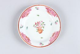 A NEW HALL CIRCULAR FAMILLE ROSE PLATE. Pattern No. 541. 7ins diameter.