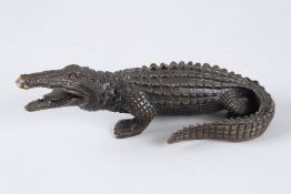 A BRONZE CROCODILE. 9.5ins long.
