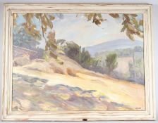 GRAHAM GILES (b.1942) Hillside view, probably Italy. oil on canvas, signed, 74.5cm x 100cm