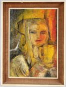 YORKA NOVACER (20TH CENTURY) 'Youth' portrait of a woman, oil on canvas, 49cm x 34cm