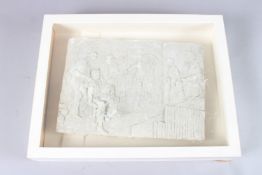 SIR EDUARDO PAOLOZZI RA (1924-2005) Interior scene of an incident with figures bearing guns, plaster