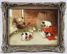 GLYNN WILLIAMS Farmyard scene, oil on panel, signed, 30cm x 40cm