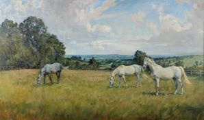 LIONEL DALHOUSE EDWARDS (1878-1966) Three mares, Myrobella, Mombasa and Joyce at the National