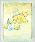 ERIC MEADUS (1931-1970) Still life with lemons, oil on board, dated April '60 inscription verso, '