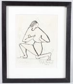 STEPHEN FARTHING (CONTEMPORARY) '17 Line Figure' ink and pencil on paper, signed in pencil, 26cm x