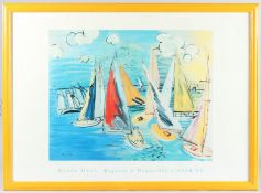 AFTER RAOUL DUFY 'Regates a Deuville' colour print poster of ships in harbour 49cm x 69cm and