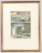 TREVOR CHAMBERLAIN (b.1933) An artist sketching by a pond, watercolour, signed and dated '88 23.