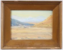 PRICE KING Landscape with snow capped mountains, watercolour, signed, 23cm x 32.5cm