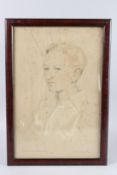 HILDA TREFUSIS Bust portrait of Desmond Fitzpatrick, pencil and coloured chalks, signed, inscribed