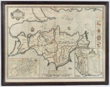 JOHN SPEED (17TH CENTURY) 'Wight island' Map of the Isle of Wight, inset town plans of Newport and