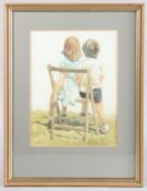 DONALD GREIG RSMA FRSA (1916-2009) 'The Shared Seat' watercolour, signed, artists label verso,