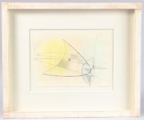 JOHN WELLS (1907-2000) Untitled composition, mixed media on paper, stamped lower right, 17cm x 25.