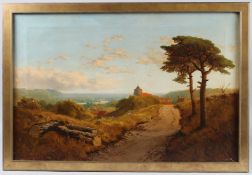 EDMUND JOHN NIEMANN (1813-1876) Landscape with village church and path, possibly Yorkshire, oil on