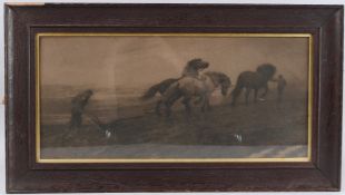HERBERT DICKSEE (1862-1942) 'Ploughing' etching, 27cm x 56cm