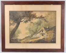ATTRIBUTED TO WILLIAM PAYNE Landscape with cottage, watercolour, 46cm x 67cm