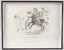 CHRIS OR (20TH CENTURY) 'The Battle of San Romano' scene of a knight on horseback charging at