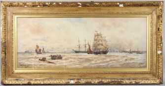 THOMAS BUSH HARDY (1842-1897) Shipping and salvaging off a coastline and harbour, watercolour,