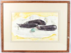 GEOFFREY VARGON Aubergines, watercolour, signed and dated 1959 30cm x 50cm